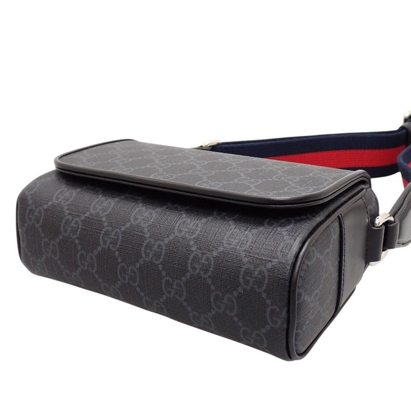 Gucci GG Super Mini Shoulder Bag Polyurethane Black Red — view 4