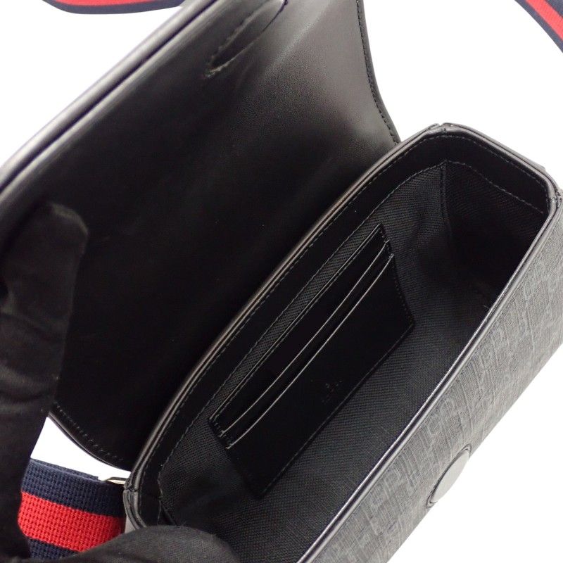 Gucci GG Super Mini Shoulder Bag Polyurethane Black Red — view 8