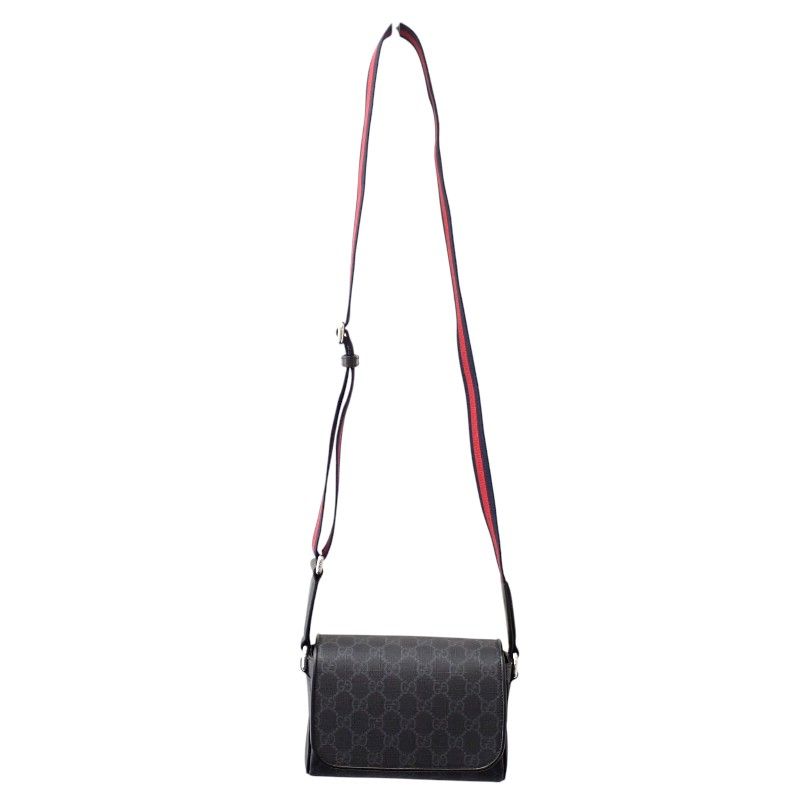 Gucci GG Super Mini Shoulder Bag Polyurethane Black Red