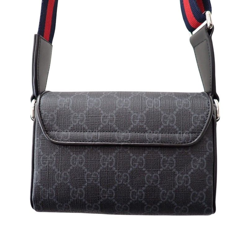 Gucci GG Super Mini Shoulder Bag Polyurethane Black Red — view 3