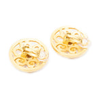 Chanel CC Logo Round Clip Type Earrings Gold Plated — view 2