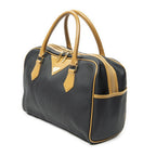 Saint Laurent Vintage Side Bostonblack Tan Canvas Handbag — view 2