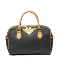 Saint Laurent Vintage Side Bostonblack Tan Canvas Handbag