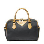 Saint Laurent Vintage Side Bostonblack Tan Canvas Handbag