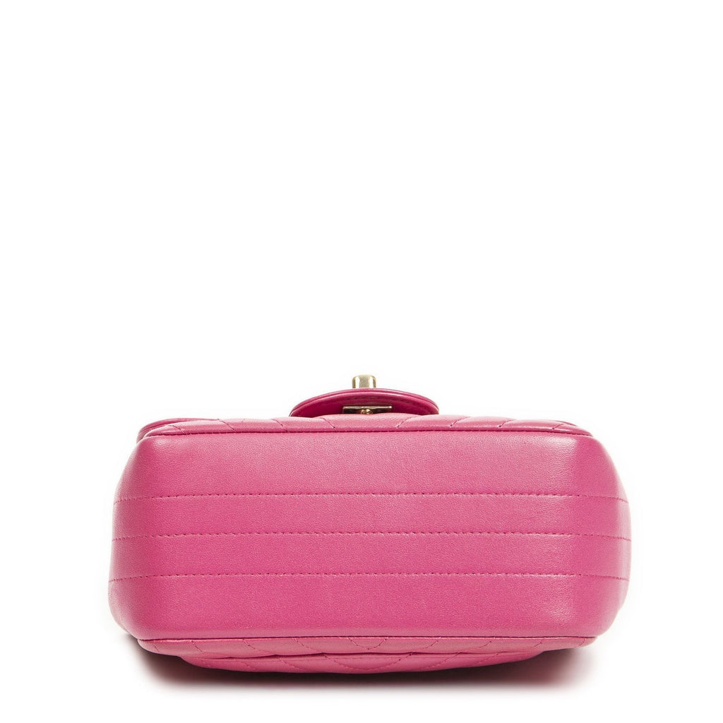 Chanel Square Classic Single Flap Fuchsia Quilted Chezblanc Leather — view 6