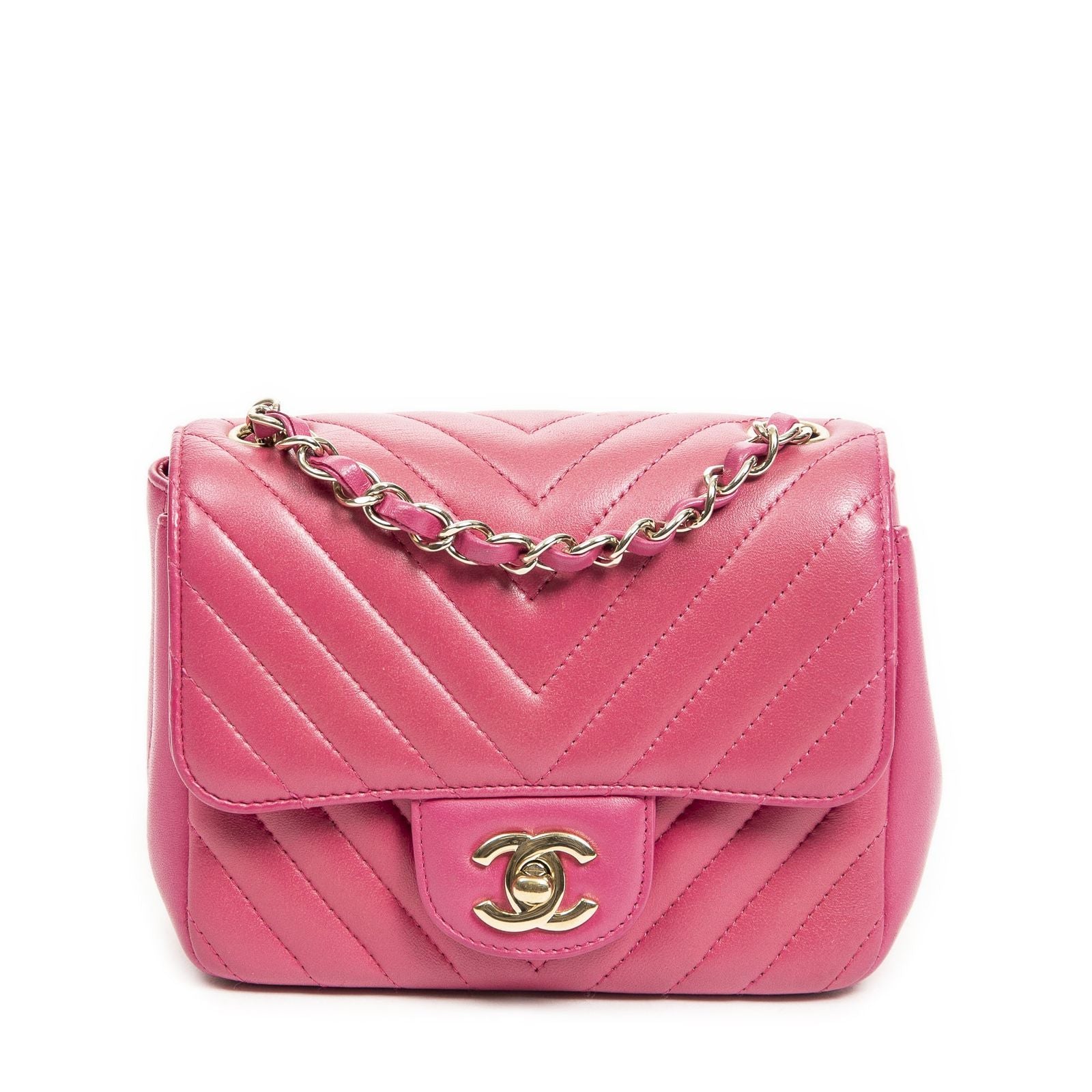 Chanel Square Classic Single Flap Fuchsia Quilted Chezblanc Leather