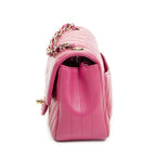 Chanel Square Classic Single Flap Fuchsia Quilted Chezblanc Leather — view 3