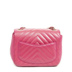 Chanel Square Classic Single Flap Fuchsia Quilted Chezblanc Leather — view 5