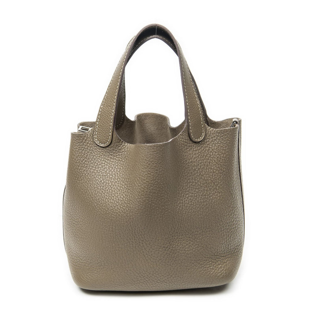 Hermes Picotin Eto Gray Clemence Leather