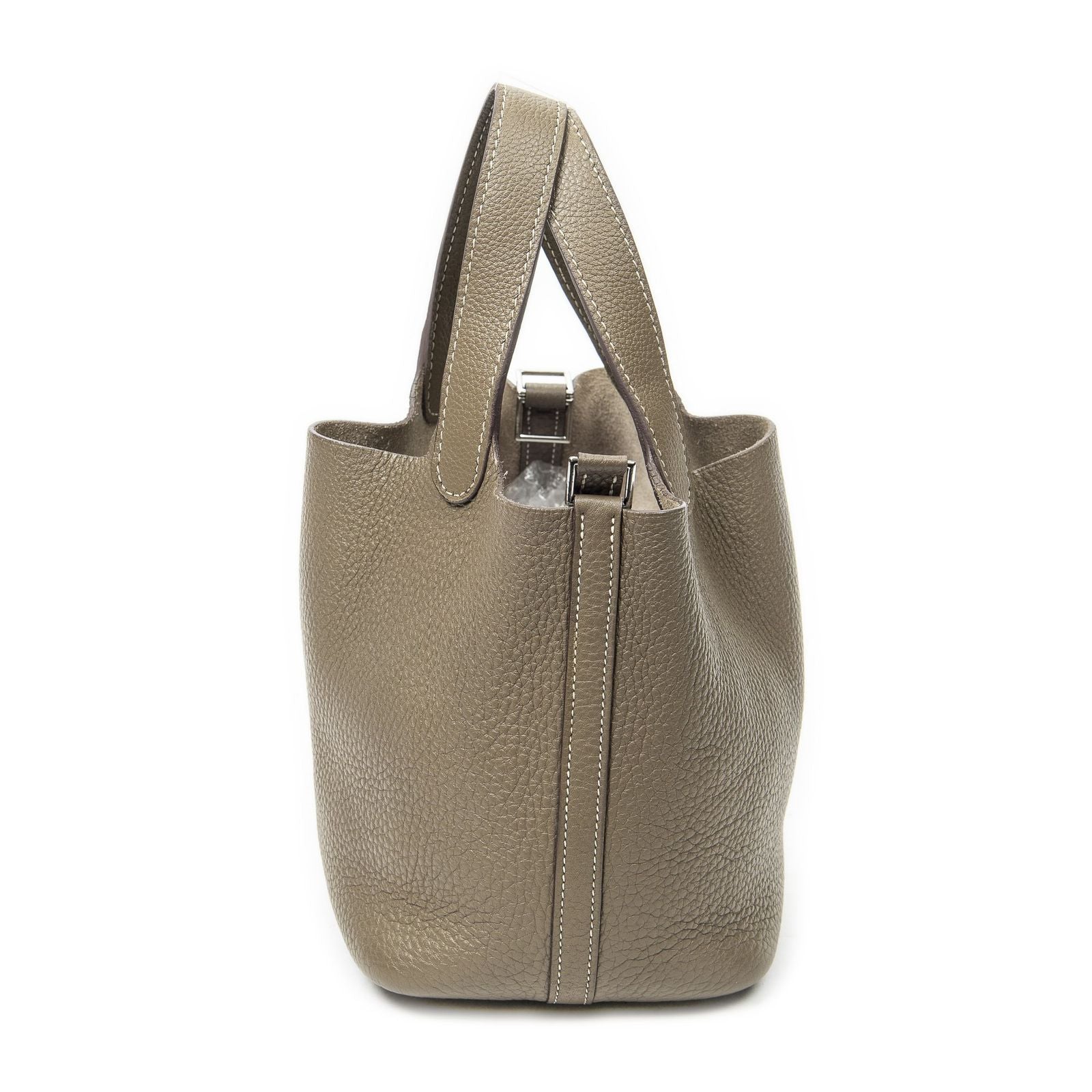 Hermes Picotin Eto Gray Clemence Leather — view 3