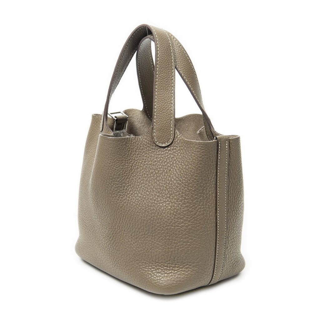 Hermes Picotin Eto Gray Clemence Leather — view 2