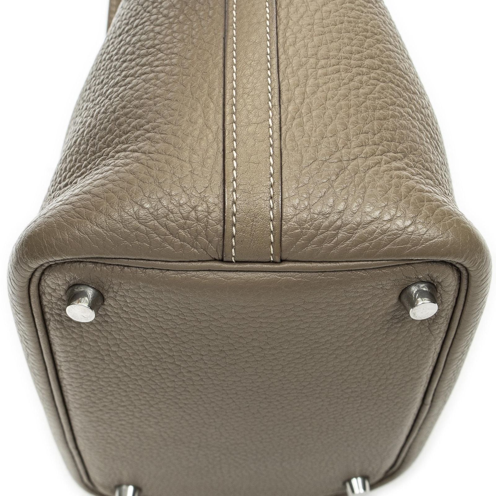 Hermes Picotin Eto Gray Clemence Leather — view 7