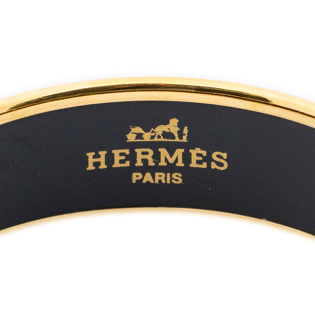 Hermes Enamel Bangle Blue Gold Motif Bracelet — view 4