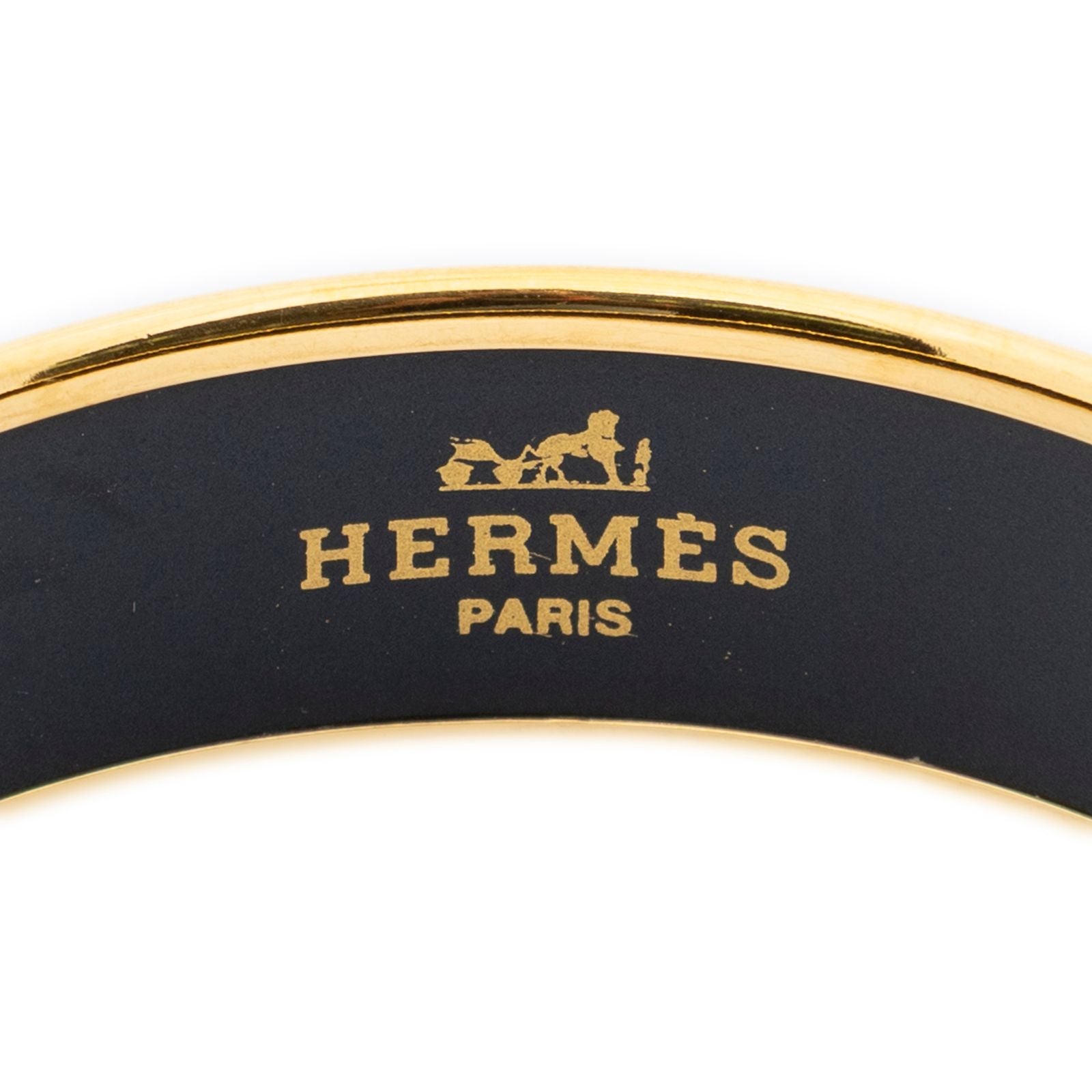 Hermes Enamel Bangle Blue Gold Motif Bracelet — view 4