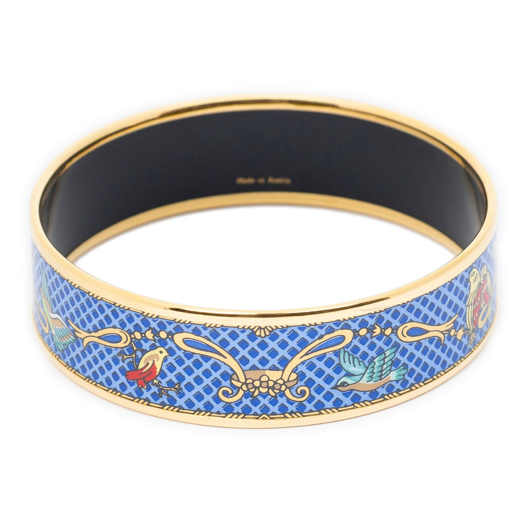 Hermes Enamel Bangle Blue Gold Motif Bracelet — view 3