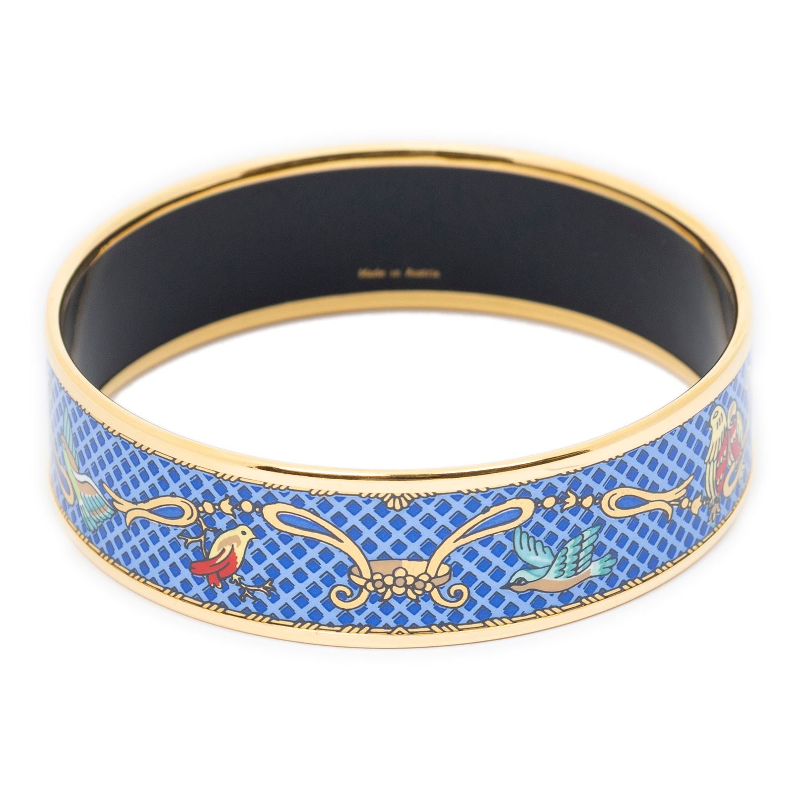 Hermes Enamel Bangle Blue Gold Motif Bracelet — view 3