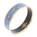 Hermes Enamel Bangle Blue Gold Motif Bracelet
