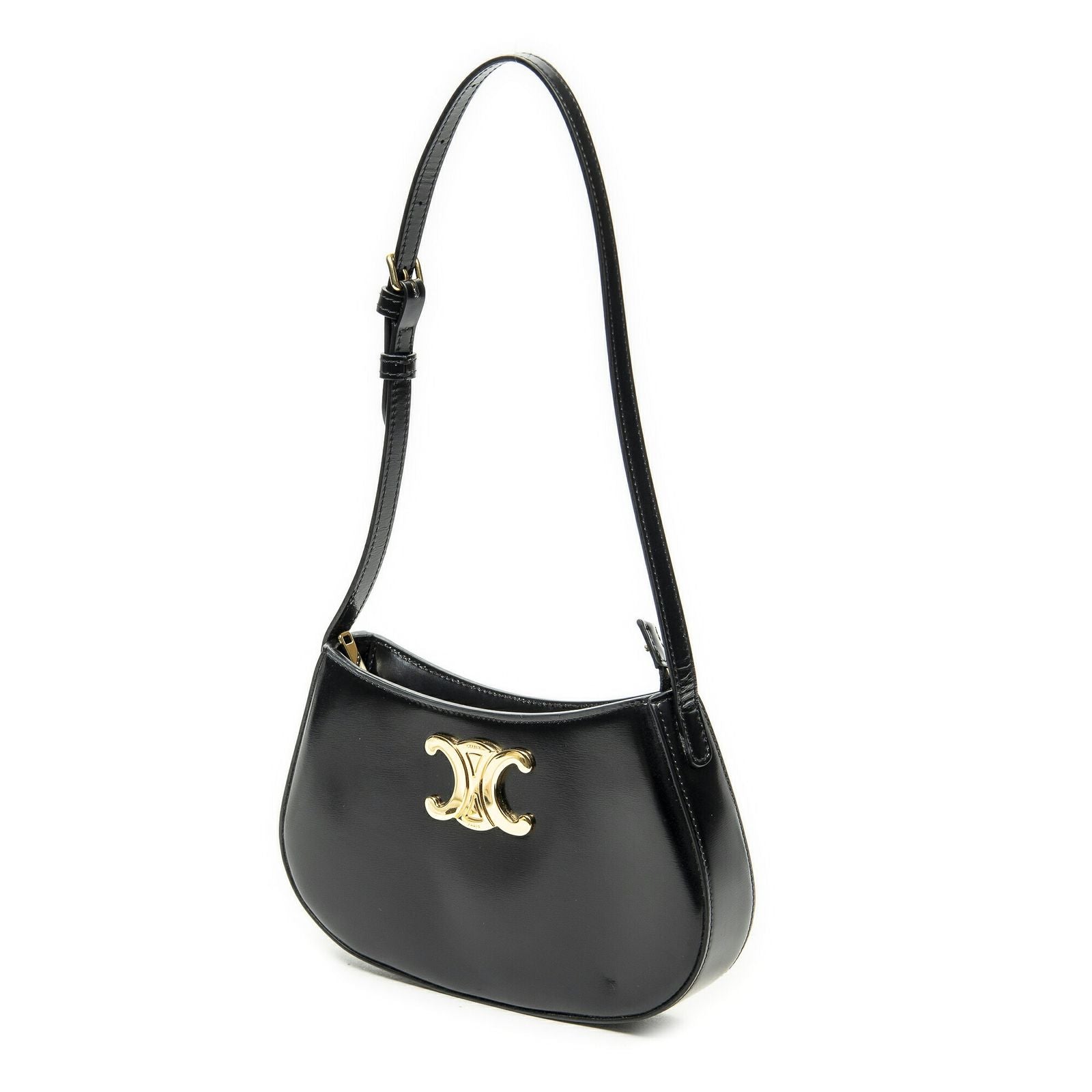 Celine Medium Tilly Triomphe Black Smooth Leather Shoulder — view 2