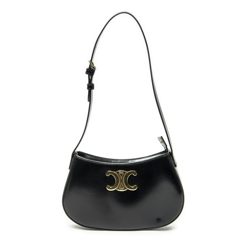 Celine Medium Tilly Triomphe Black Smooth Leather Shoulder