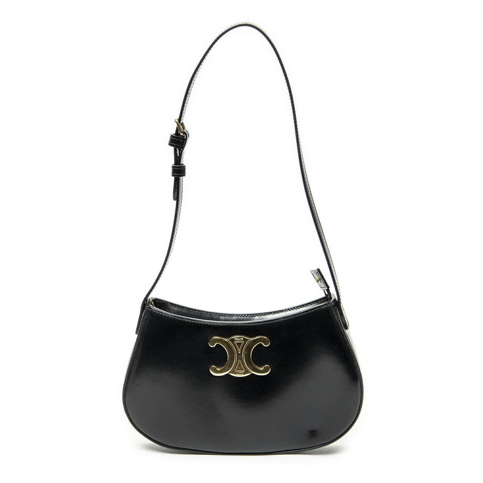 Celine Medium Tilly Triomphe Black Smooth Leather Shoulder