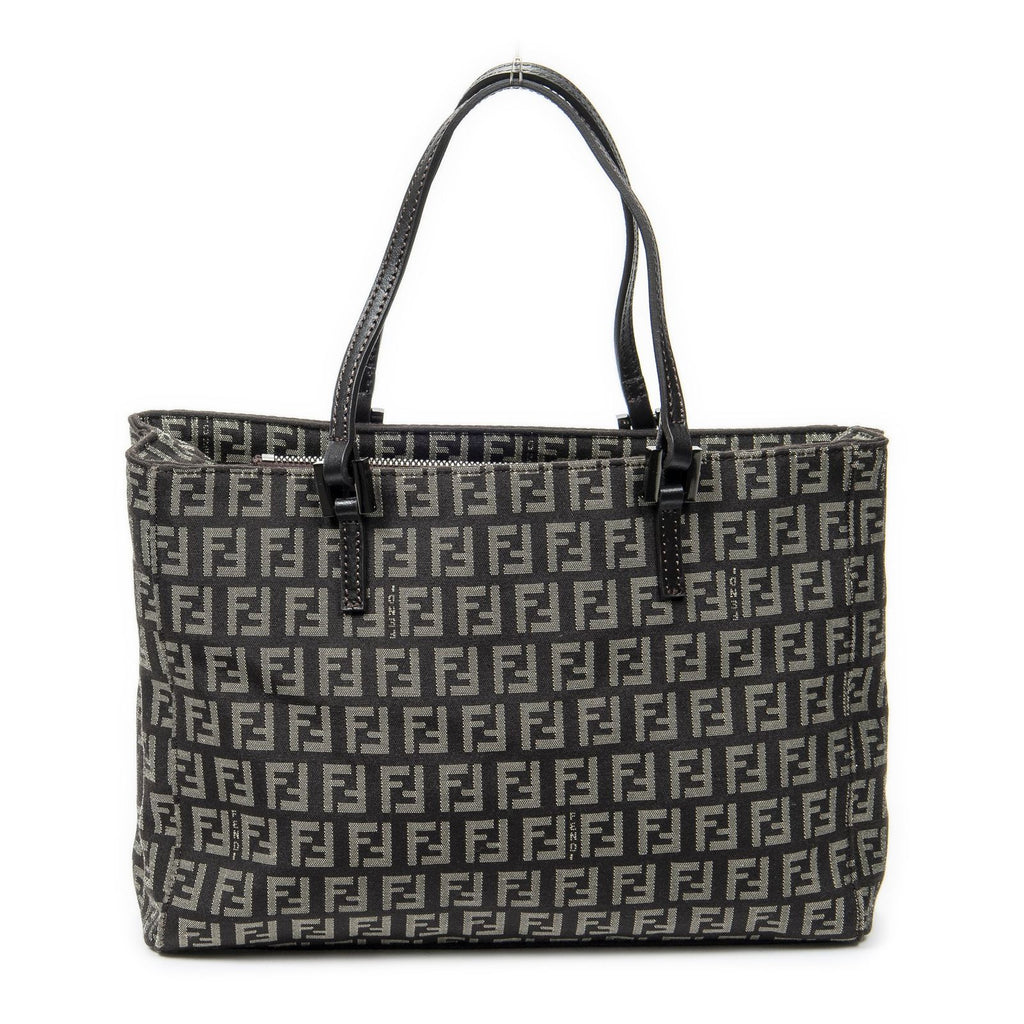 Fendi Tote Brown Beige Zucchi Canvas — view 5