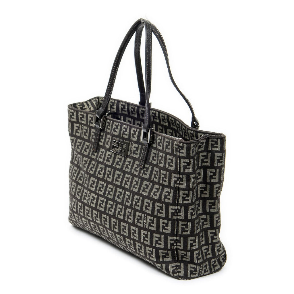 Fendi Tote Brown Beige Zucchi Canvas — view 2