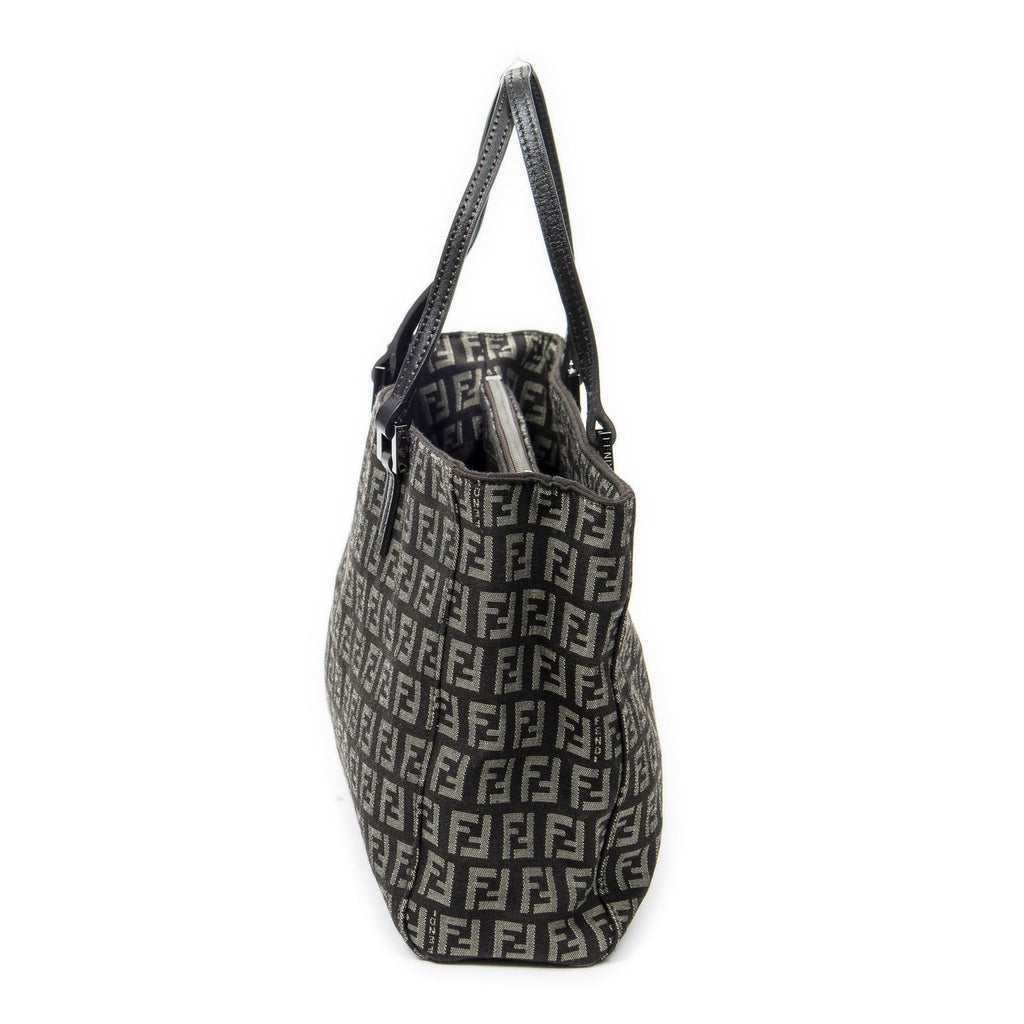 Fendi Tote Brown Beige Zucchi Canvas — view 4