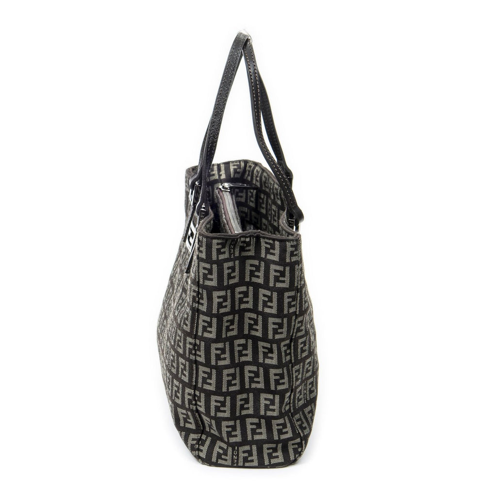 Fendi Tote Brown Beige Zucchi Canvas — view 3