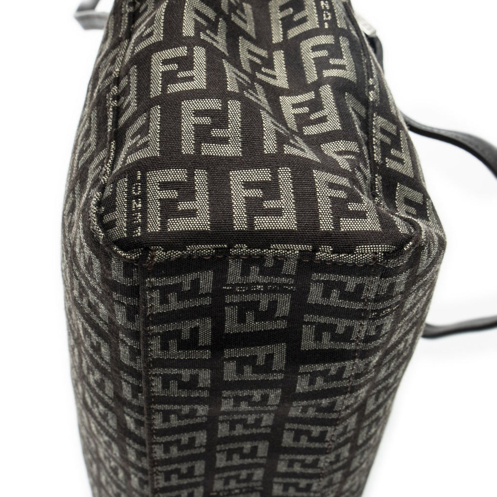 Fendi Tote Brown Beige Zucchi Canvas — view 8