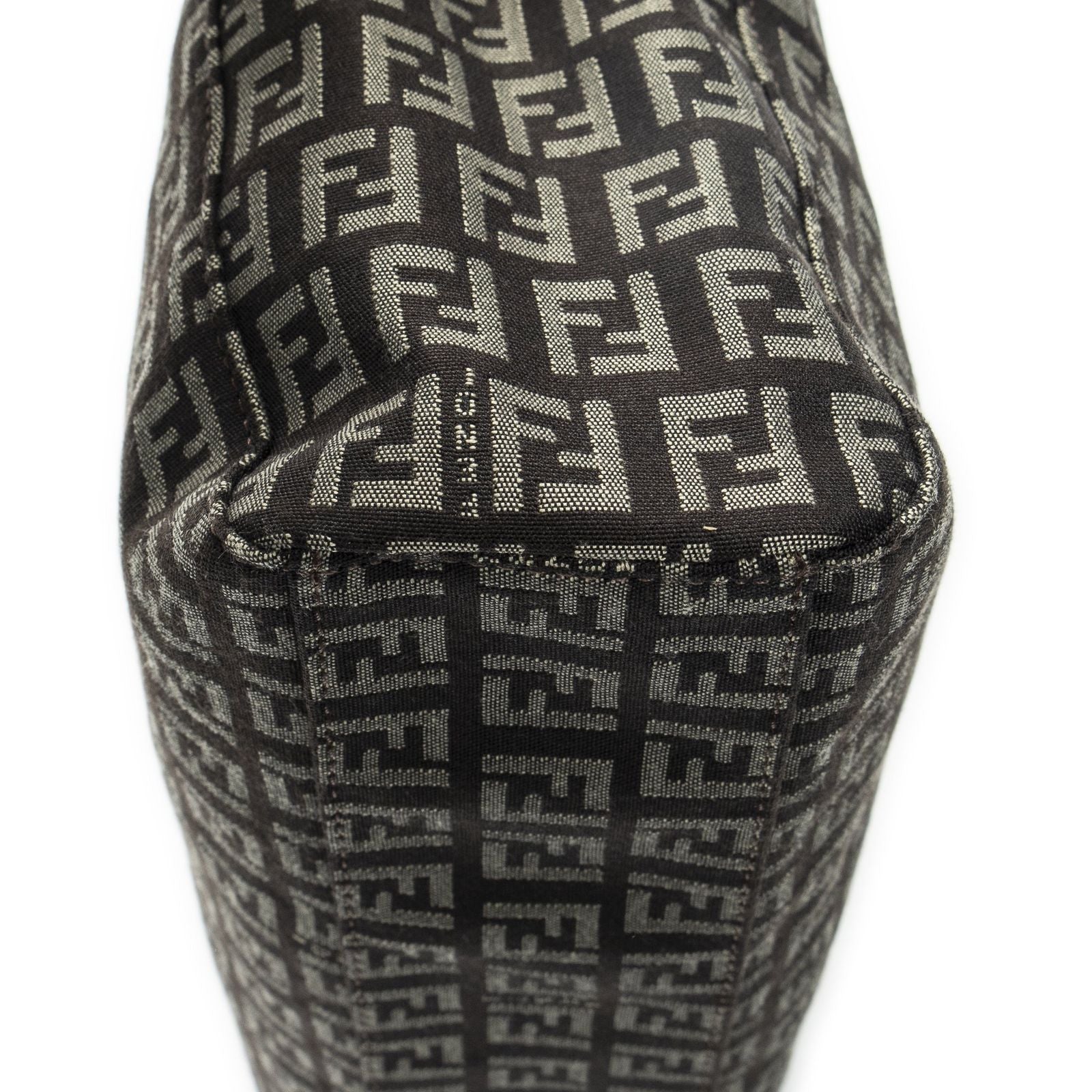 Fendi Tote Brown Beige Zucchi Canvas — view 7