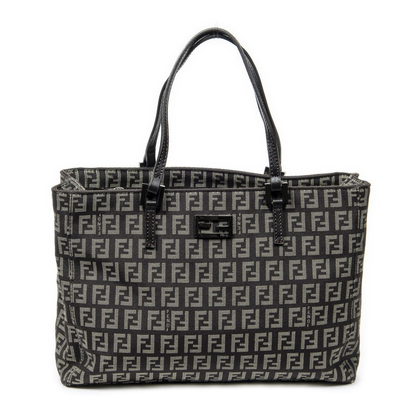 Fendi Tote Brown Beige Zucchi Canvas