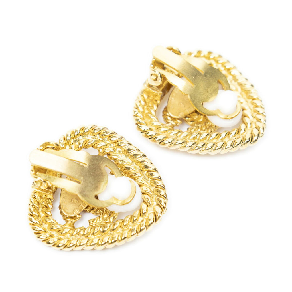 Chanel CC Rectangular Clip on Earrings Gold Plated — view 2