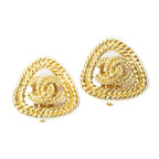 Chanel CC Rectangular Clip on Earrings Gold Plated