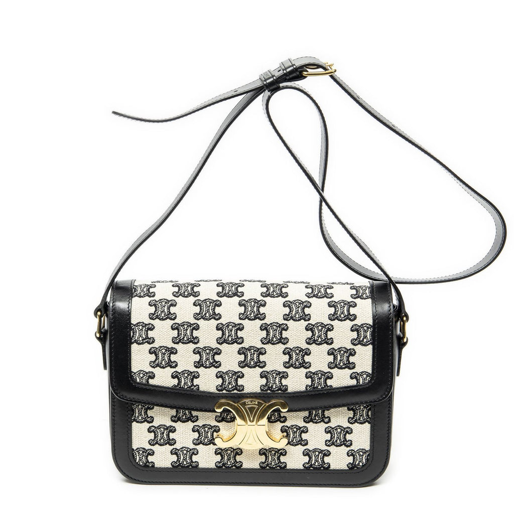 Celine Classique Triomphe Crossbody Black Print Bro Canvas