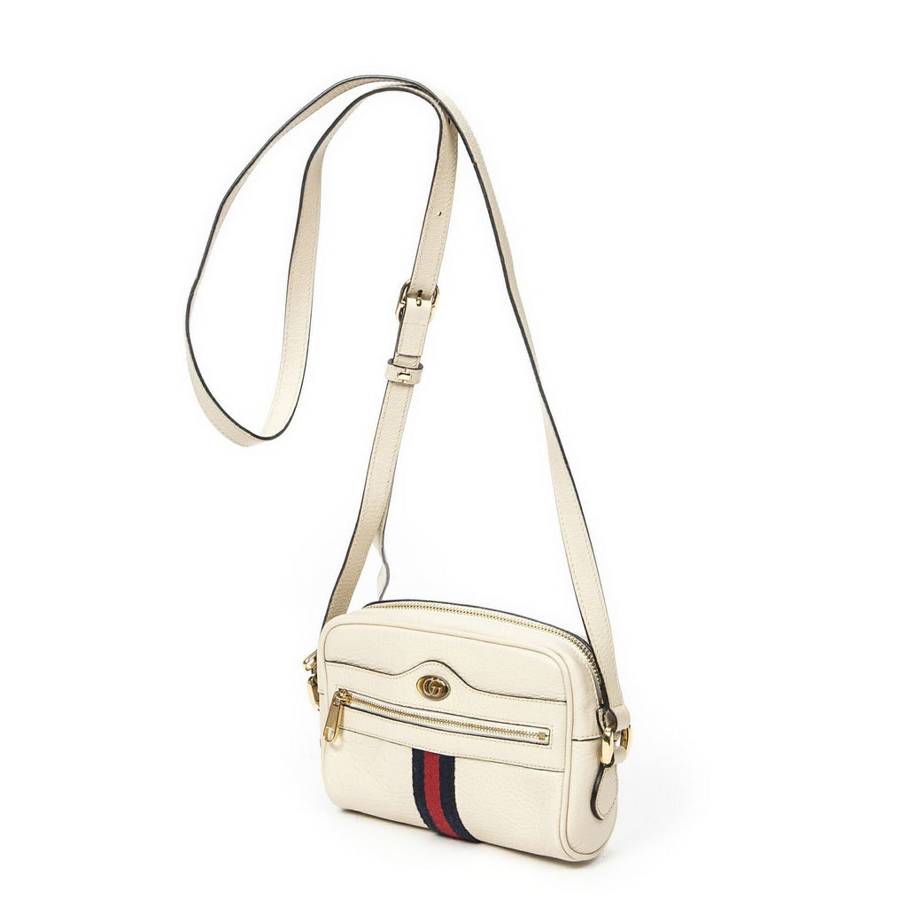 Gucci Mini Web Ophidia Cross Ivory Grain Calf Leather Shoulder — view 2