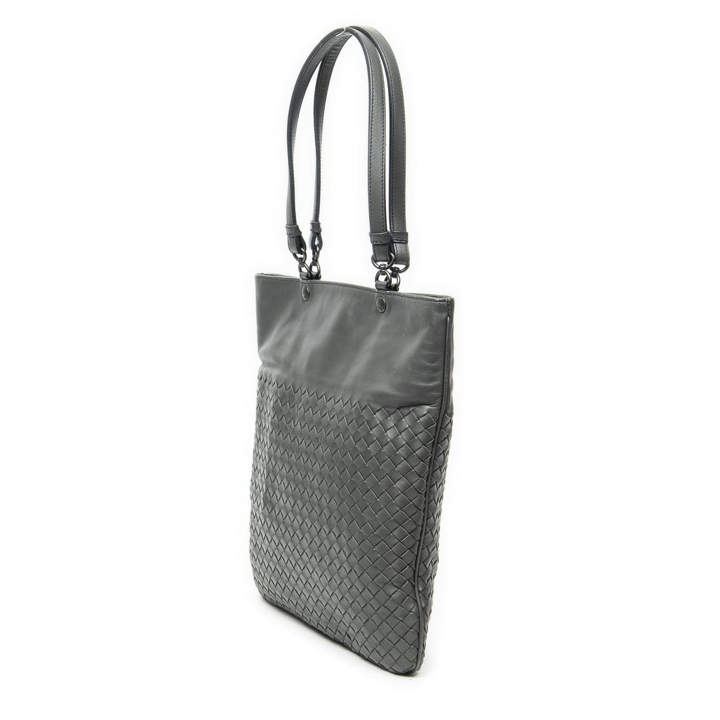 Bottega Veneta Flat Tote Gray Intrecciato Leather — view 2