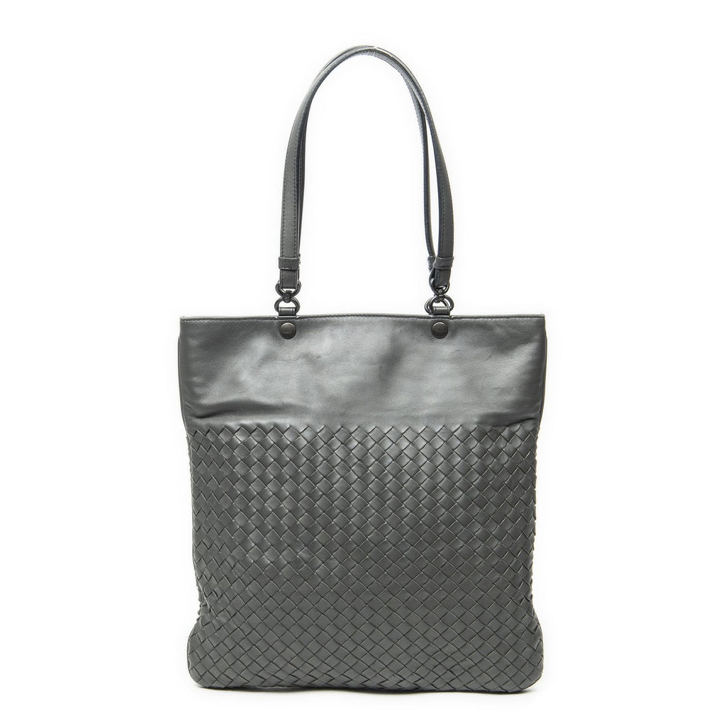 Bottega Veneta Flat Tote Gray Intrecciato Leather