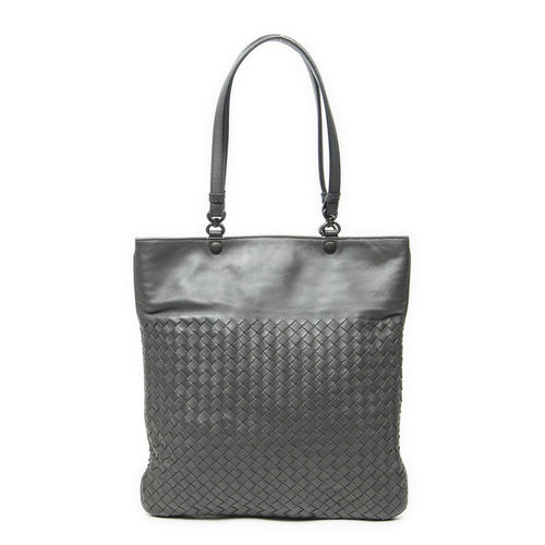 Bottega Veneta Flat Tote Gray Intrecciato Leather
