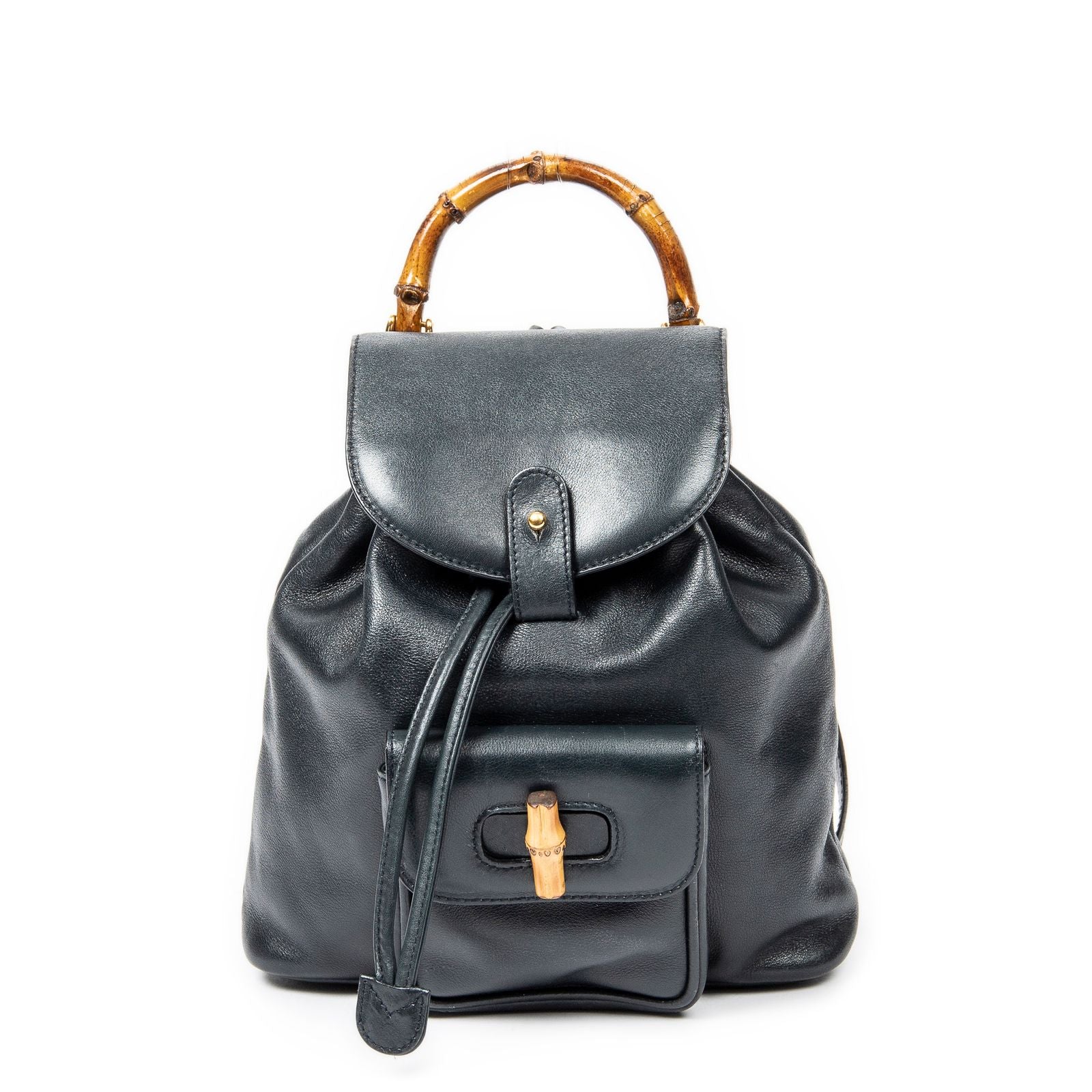 Gucci Mini Bamboo Backpack Navy Calfskin Leather