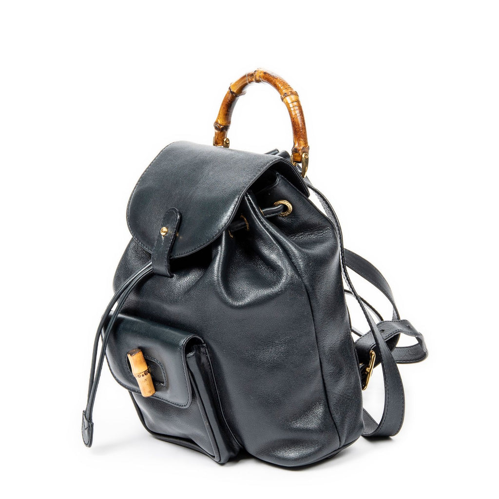 Gucci Mini Bamboo Backpack Navy Calfskin Leather — view 2