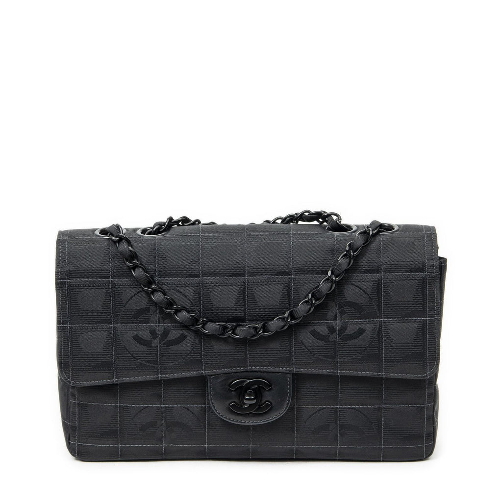 Chanel New Travel Line Single Flap Black Travelline Nylon Canvas
