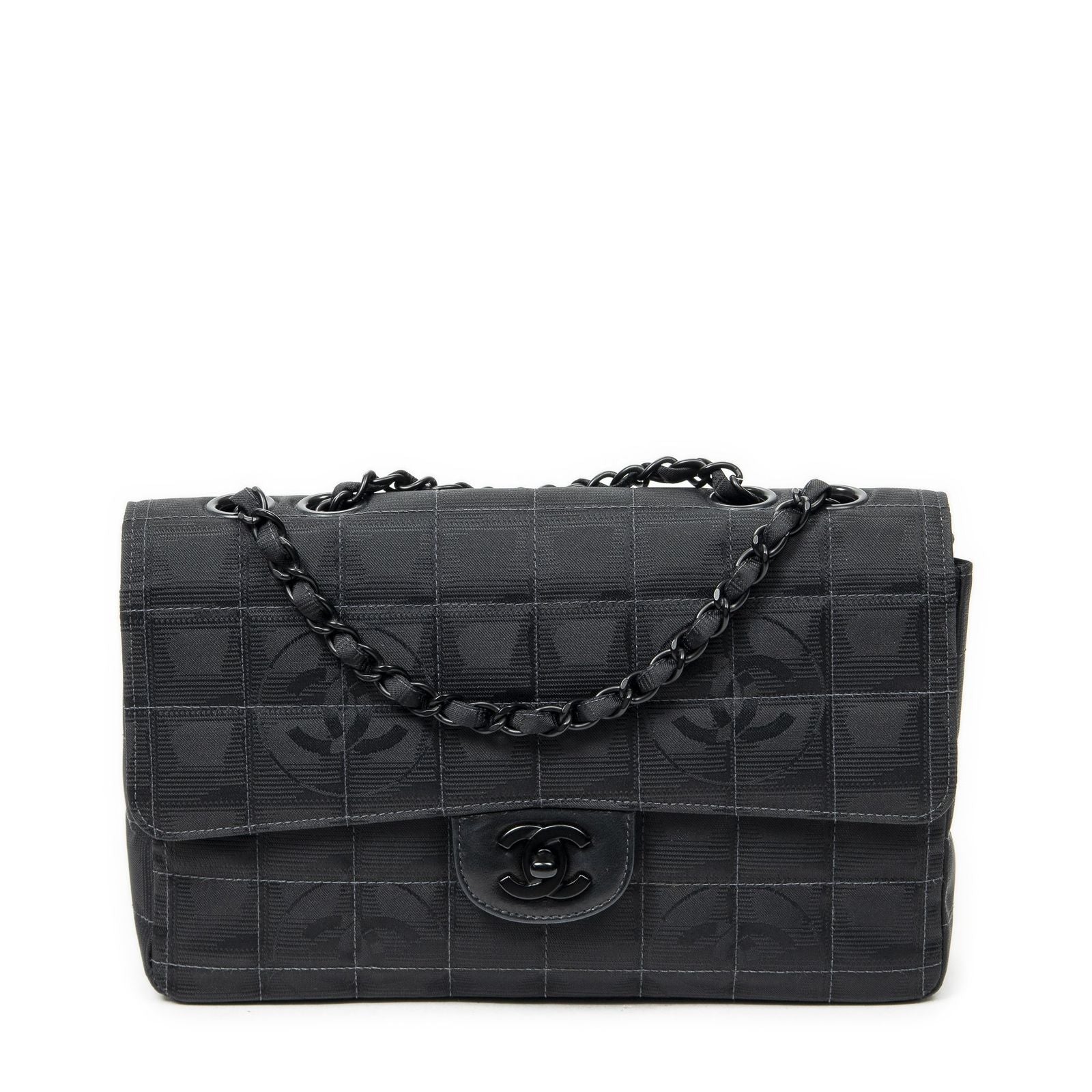Chanel New Travel Line Single Flap Black Travelline Nylon Canvas
