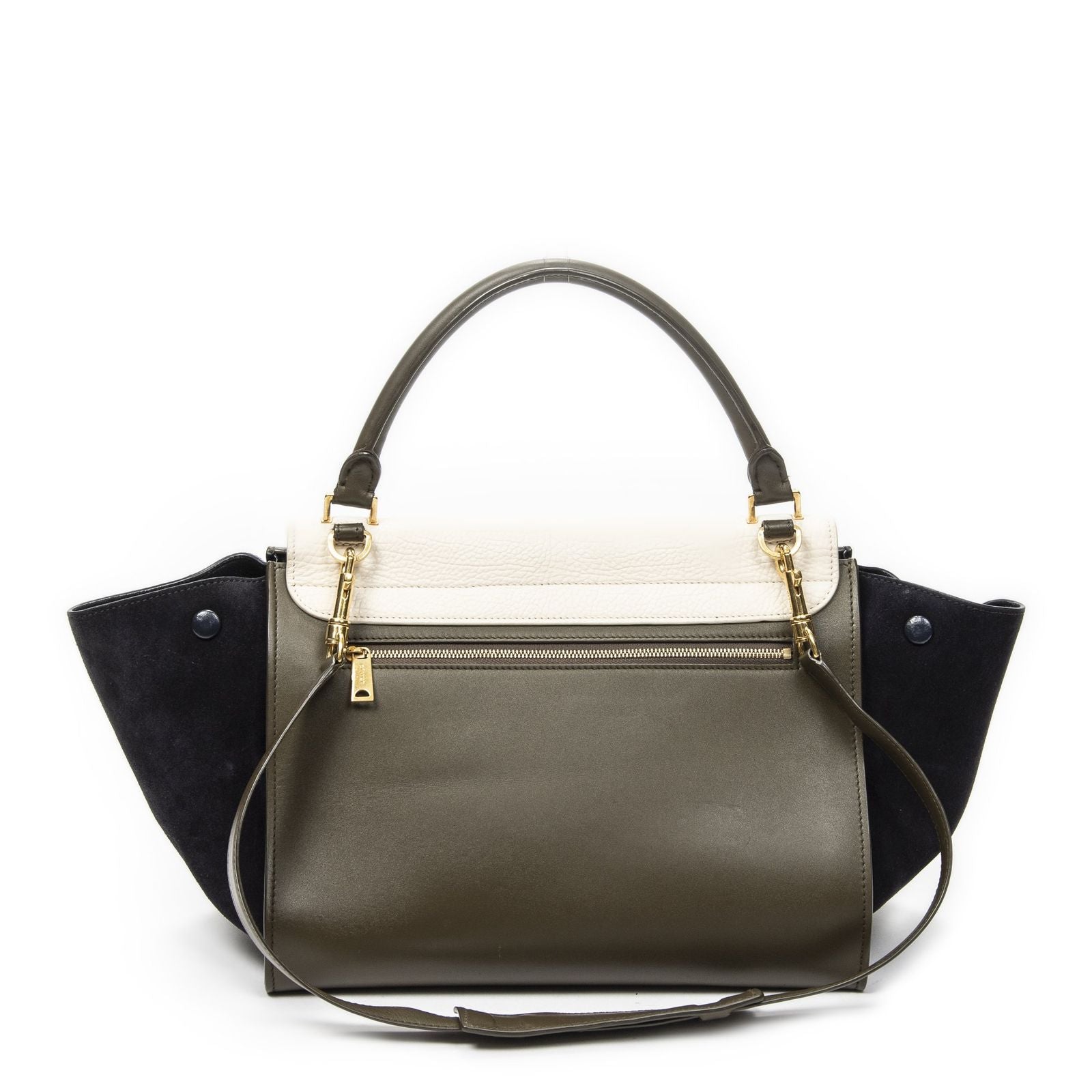 Celine Tricolor Ivory Navy Calfskin Leather Shoulder — view 5