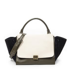 Celine Tricolor Ivory Navy Calfskin Leather Shoulder