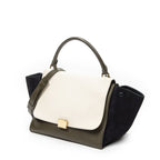 Celine Tricolor Ivory Navy Calfskin Leather Shoulder — view 2