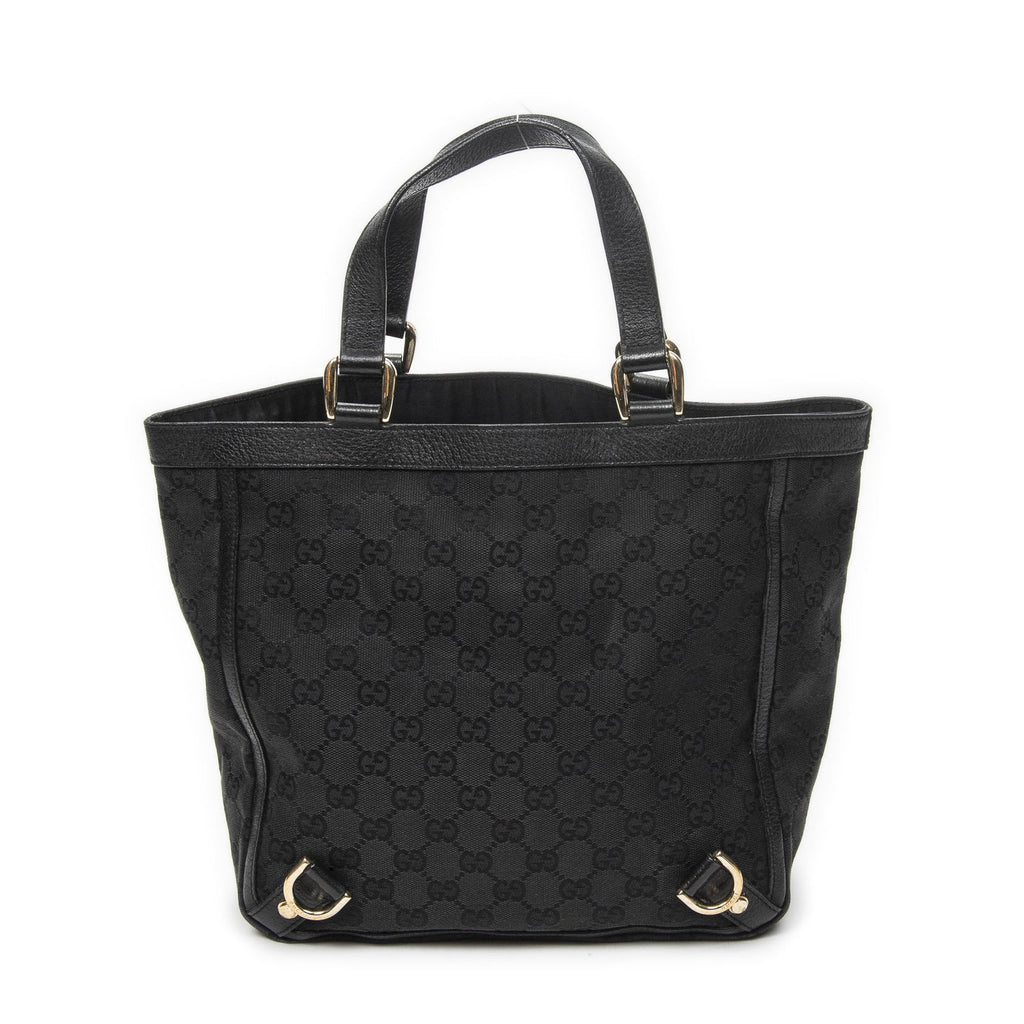 Gucci Small Abbey D Ring Tote Black GG Canvas — view 5