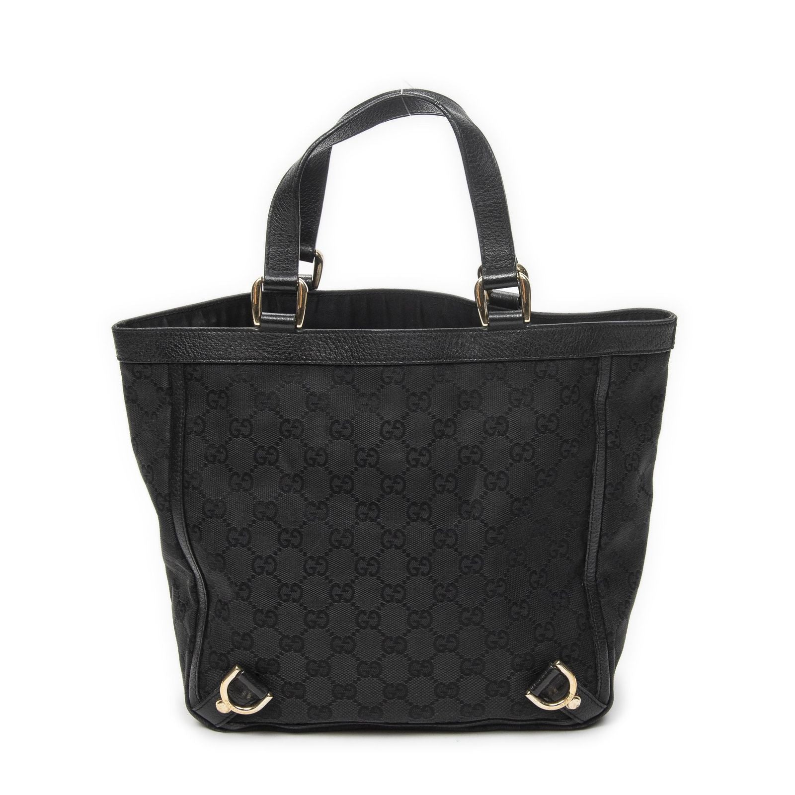 Gucci Small Abbey D Ring Tote Black GG Canvas — view 5