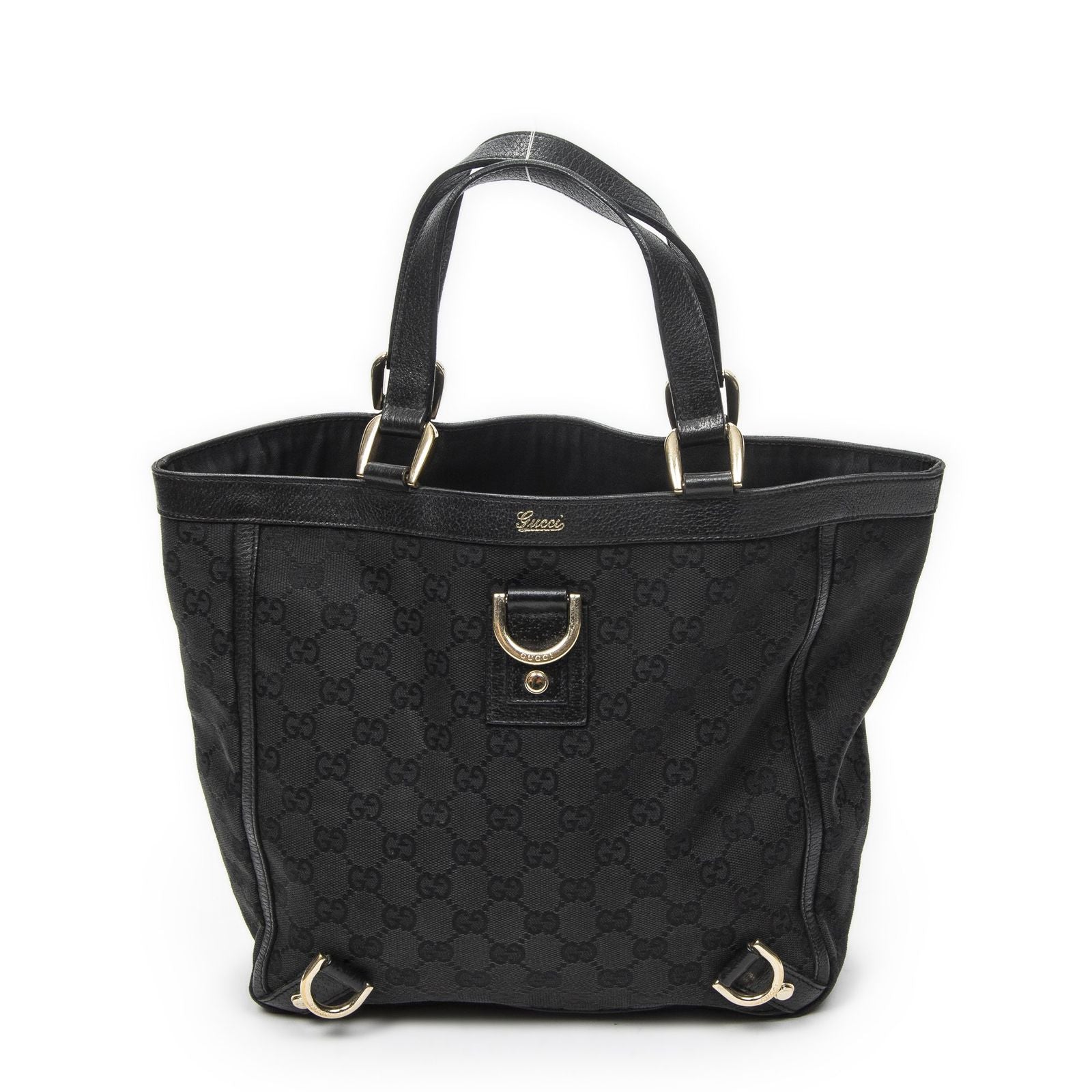 Gucci Small Abbey D Ring Tote Black GG Canvas