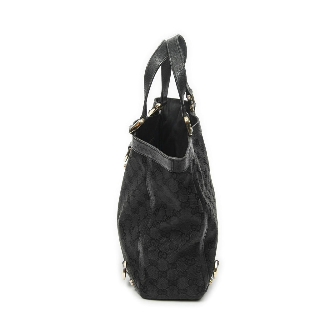 Gucci Small Abbey D Ring Tote Black GG Canvas — view 3