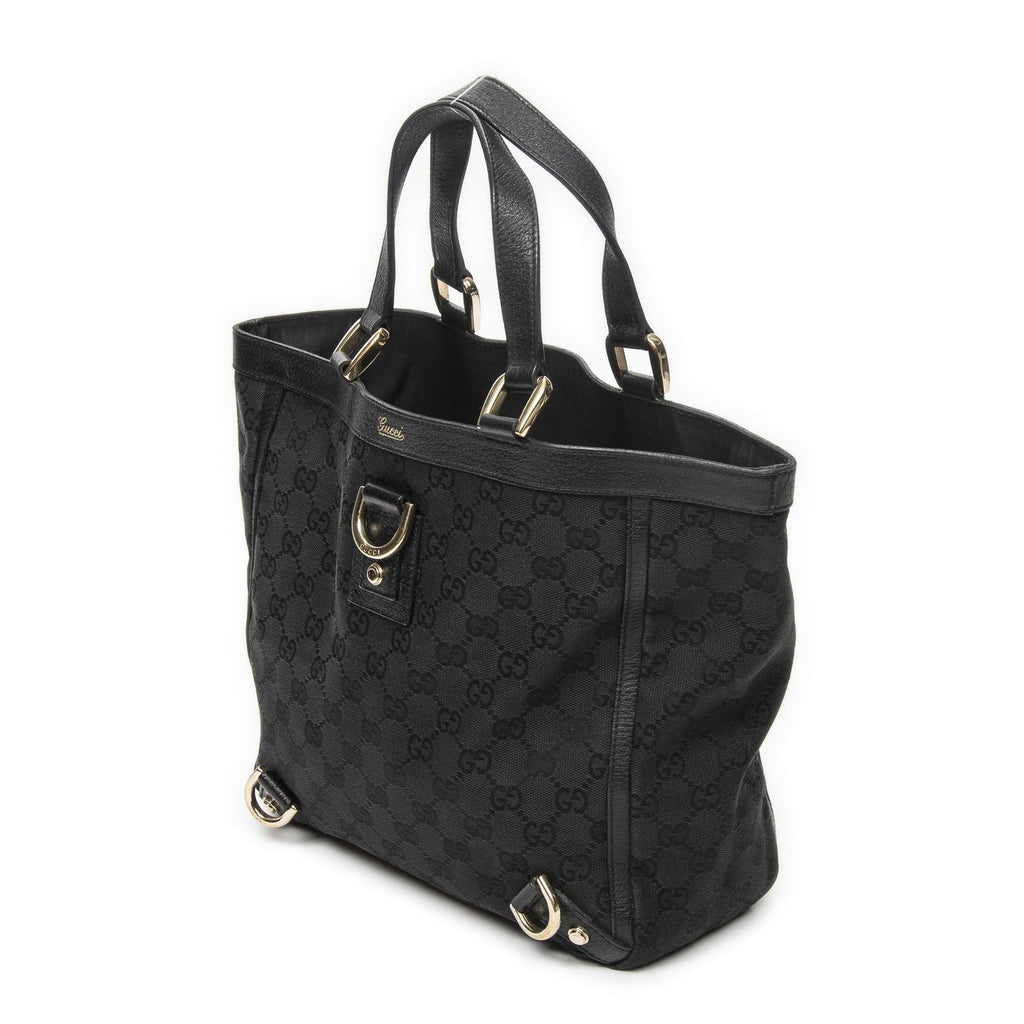 Gucci Small Abbey D Ring Tote Black GG Canvas — view 2